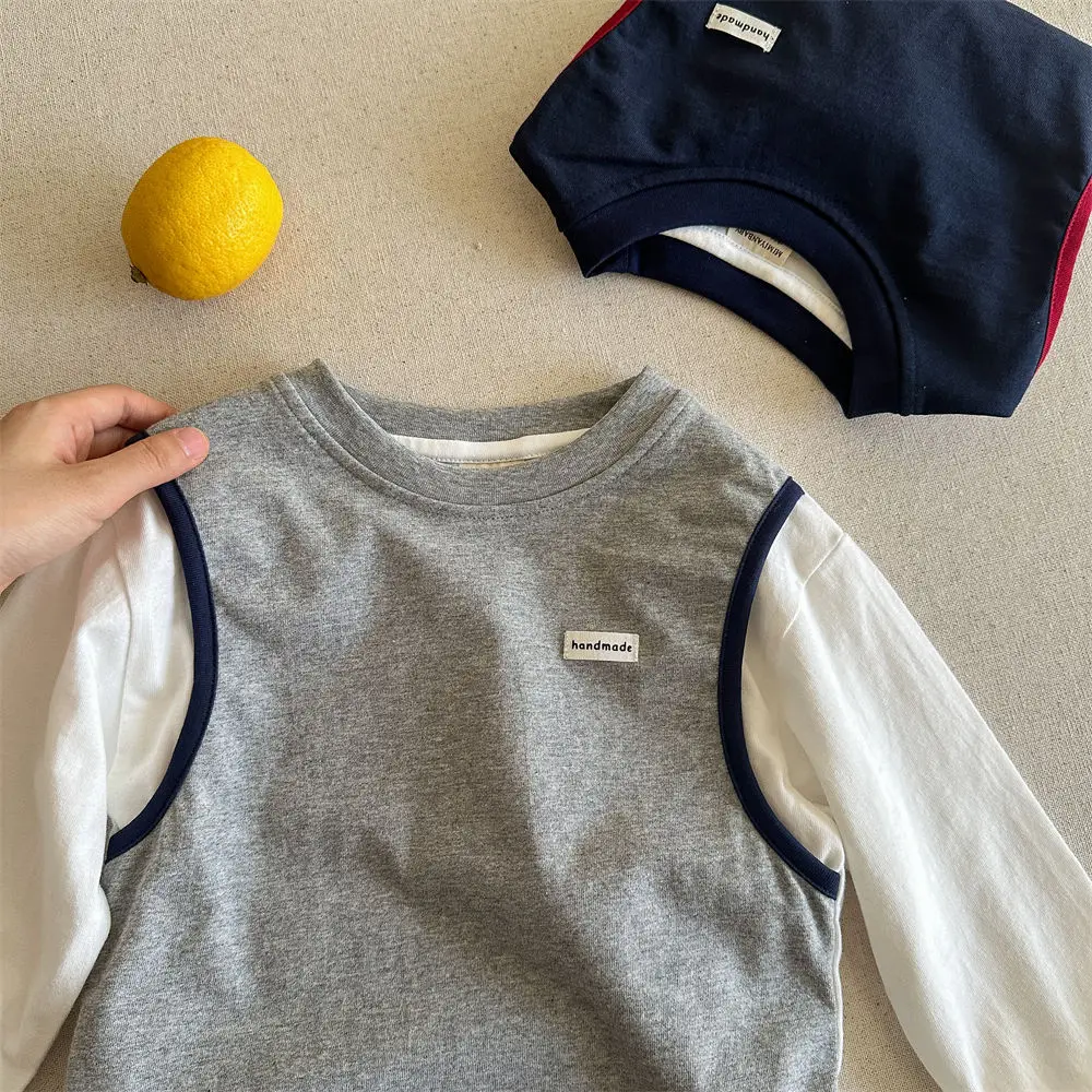 Kids Korean Style Navy Blue Sleeveless T-Shirt 2025 — feature 21