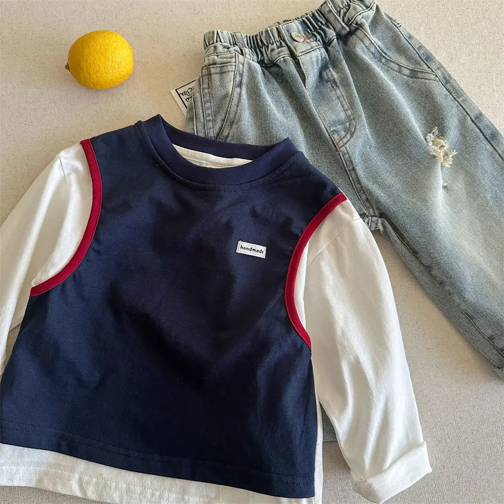Kids Korean Style Navy Blue Sleeveless T-Shirt 2025 — feature 22
