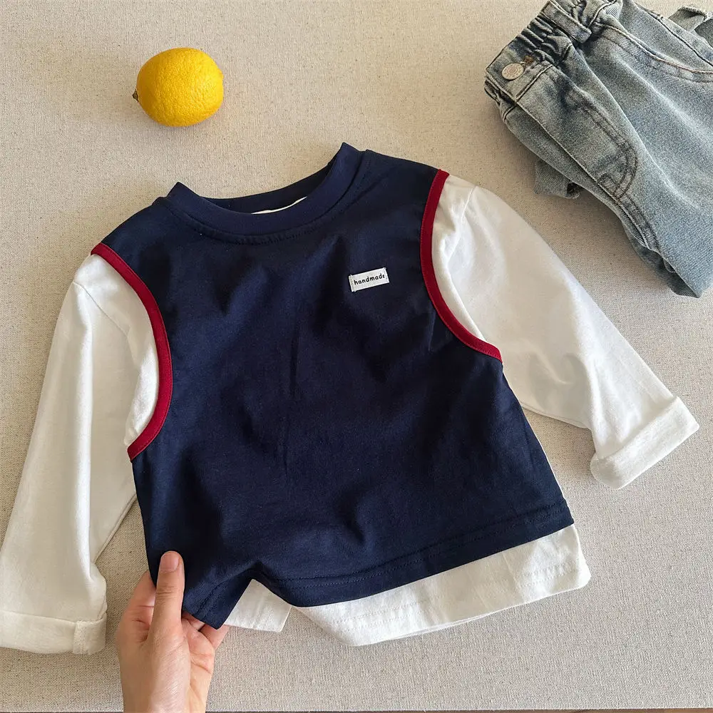 Kids Korean Style Navy Blue Sleeveless T-Shirt 2025 — feature 23