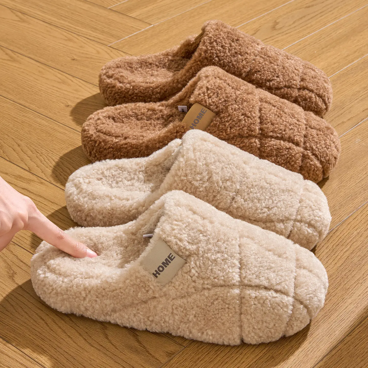 Women Cotton Slippers Pink Winter Warm Indoor