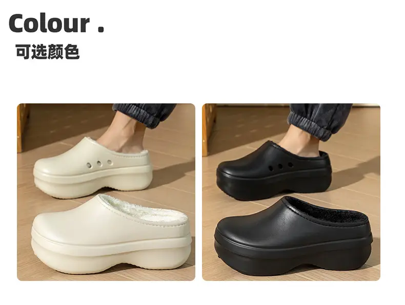 2025 New Cotton Slippers for Women, Winter Indoor Home Non-Slip Mule Shoes, Outer Wear Baotou Waterproof Chef Shoes for Men — feature 4