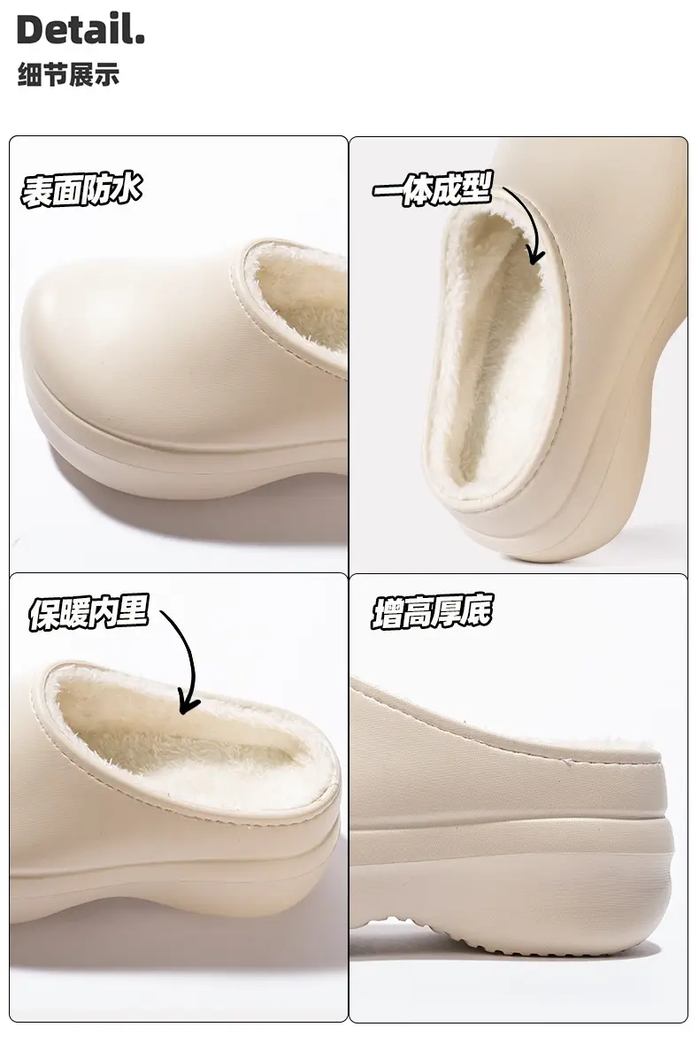 2025 New Cotton Slippers for Women, Winter Indoor Home Non-Slip Mule Shoes, Outer Wear Baotou Waterproof Chef Shoes for Men — feature 5
