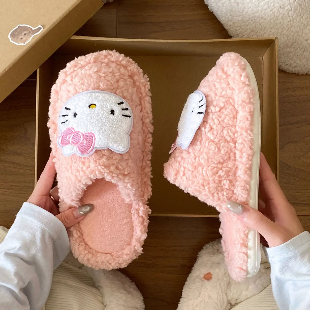 Hello Kitty Soft Pink Winter Home Slippers for Women — feature 20