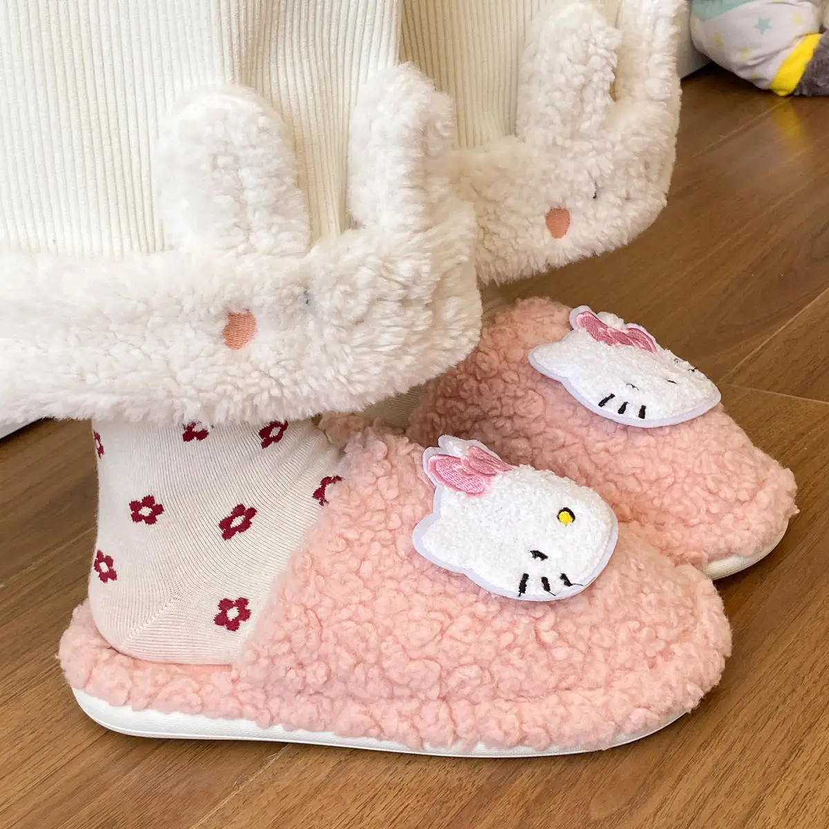 Hello Kitty Soft Pink Winter Home Slippers for Women — feature 25
