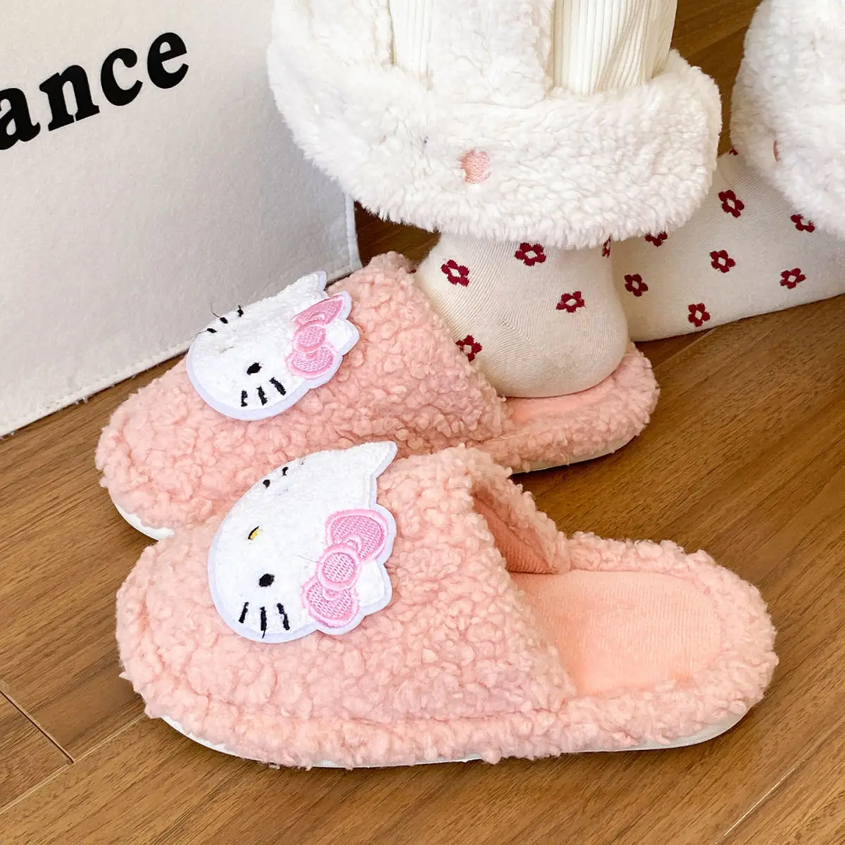 Hello Kitty Soft Pink Winter Home Slippers for Women — feature 26