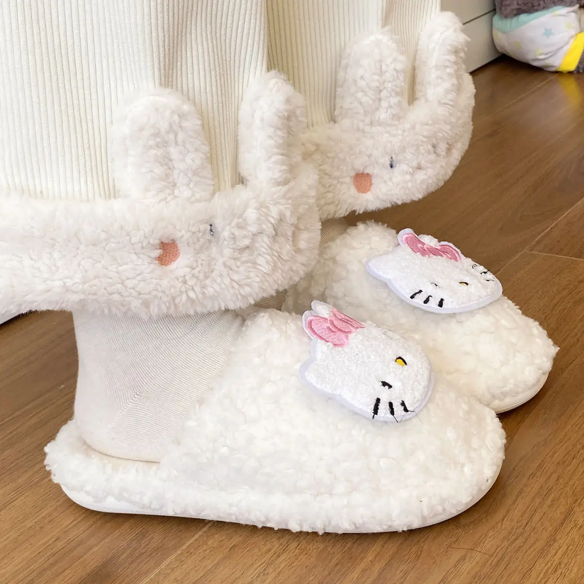 Hello Kitty Soft Pink Winter Home Slippers for Women — feature 32