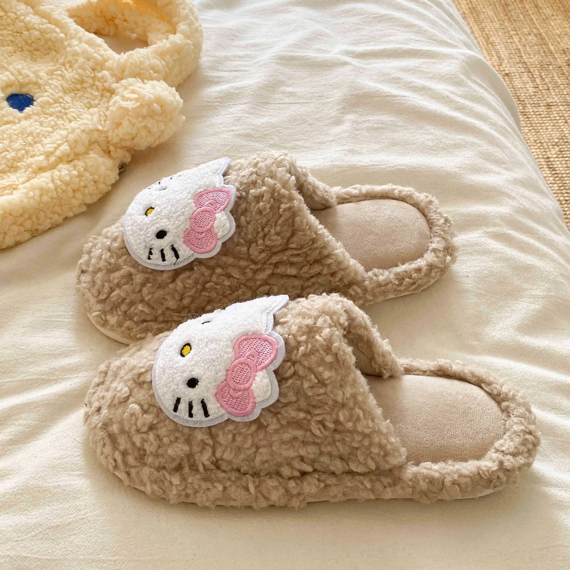 Hello Kitty Soft Pink Winter Home Slippers for Women - Image 3