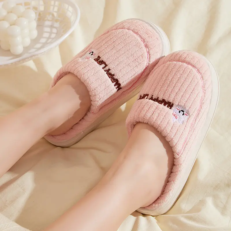 Cotton Slippers Autumn and Winter Non-Slip Home Foot Warmers Student Dormitory Fleece-Lined Cute Slippers Simple Classic Warm Cotton Shoes - Image 8