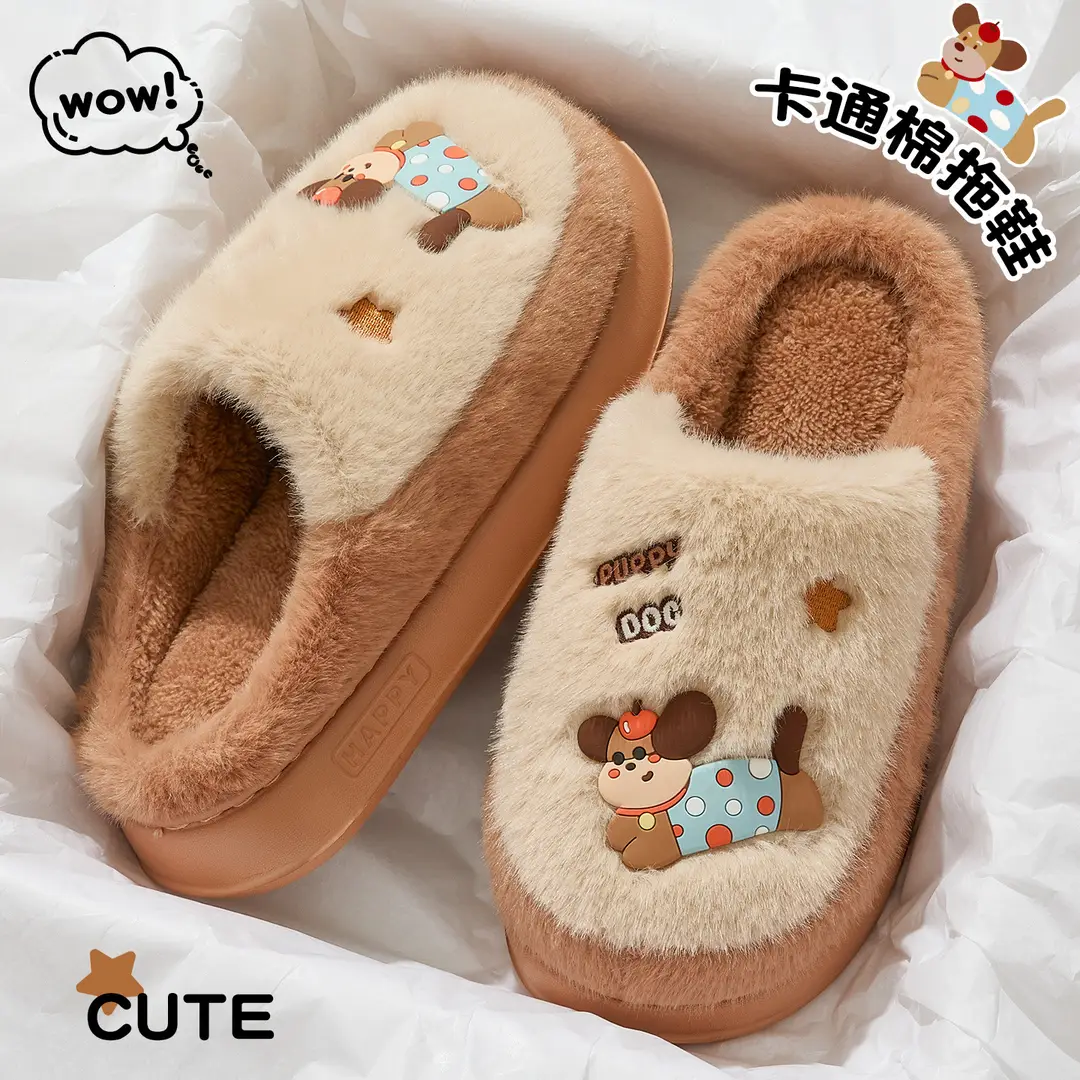 Cute Cotton Slippers for Women Winter Home Indoor Couple Wool Slippers Winter Home Non-Slip Warm Cotton Slippers for Men Wholesale - Image 9