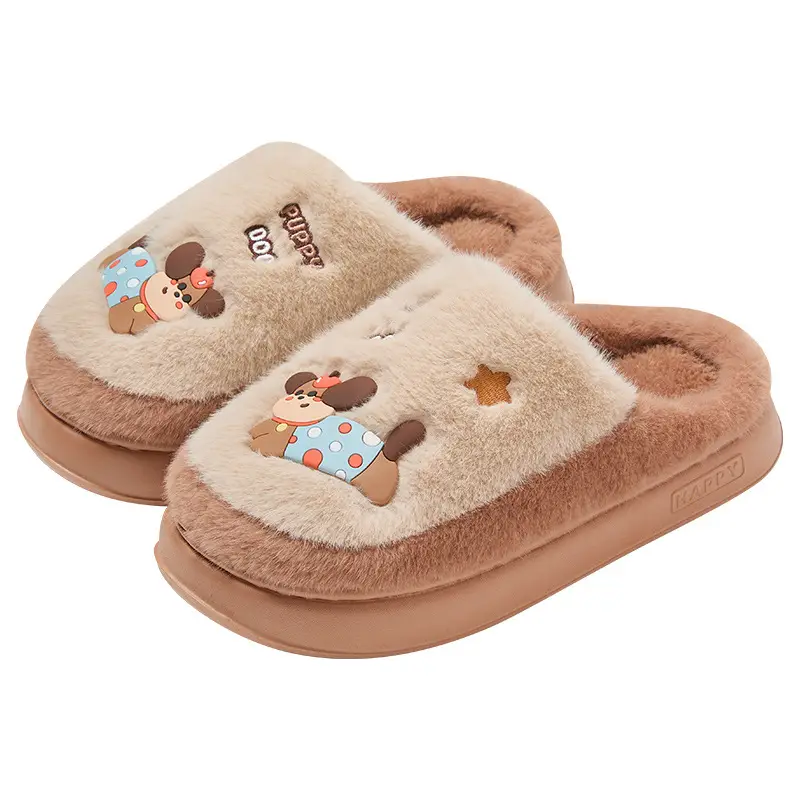 Cute Cotton Slippers for Women Winter Home Indoor Couple Wool Slippers Winter Home Non-Slip Warm Cotton Slippers for Men Wholesale - Image 10