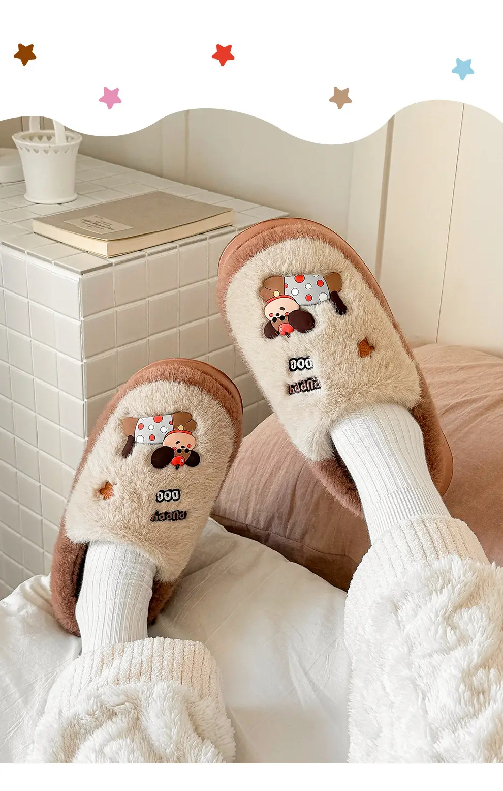 Cute Cotton Slippers for Women Winter Home Indoor Couple Wool Slippers Winter Home Non-Slip Warm Cotton Slippers for Men Wholesale — feature 34