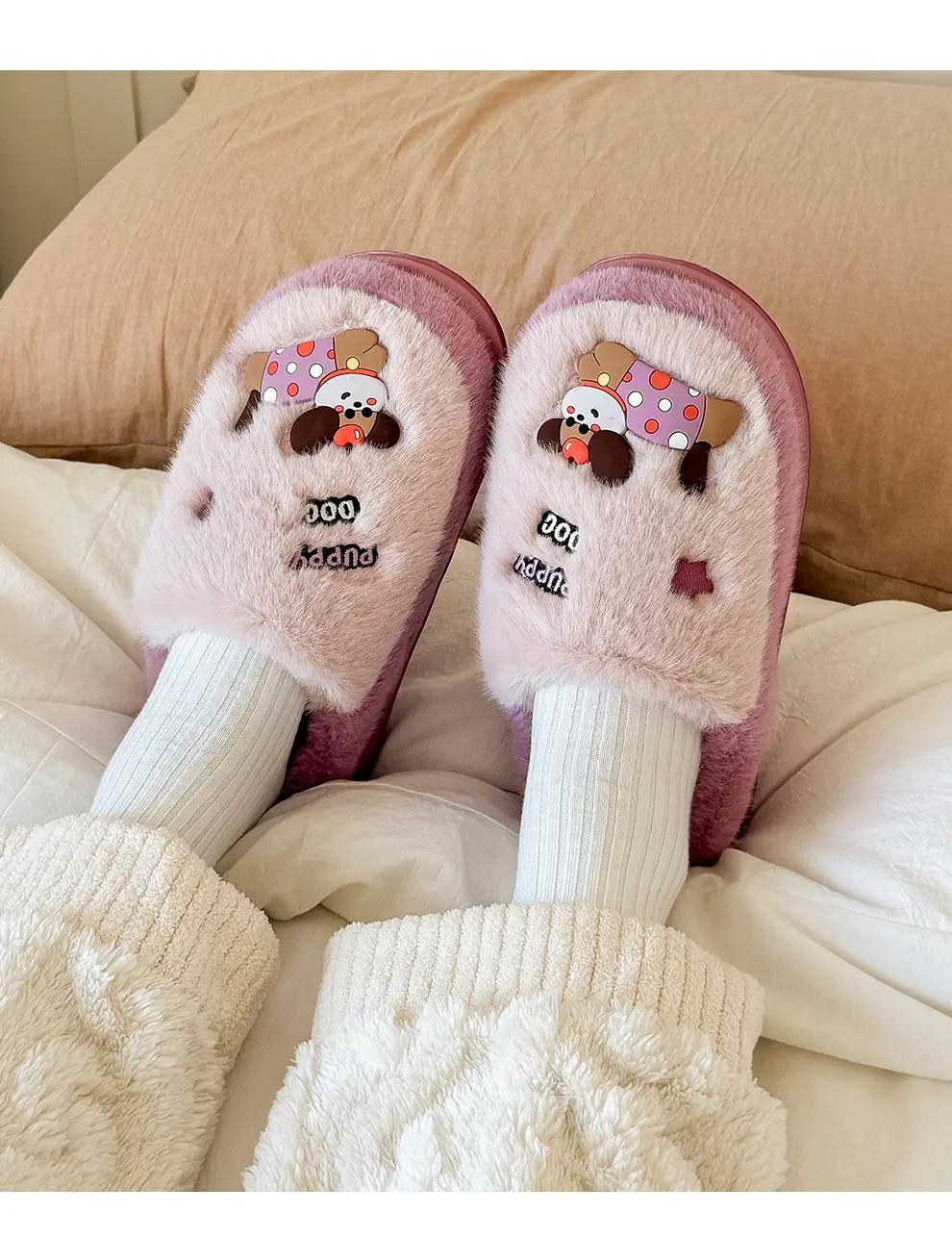 Cute Cotton Slippers for Women Winter Home Indoor Couple Wool Slippers Winter Home Non-Slip Warm Cotton Slippers for Men Wholesale — feature 39