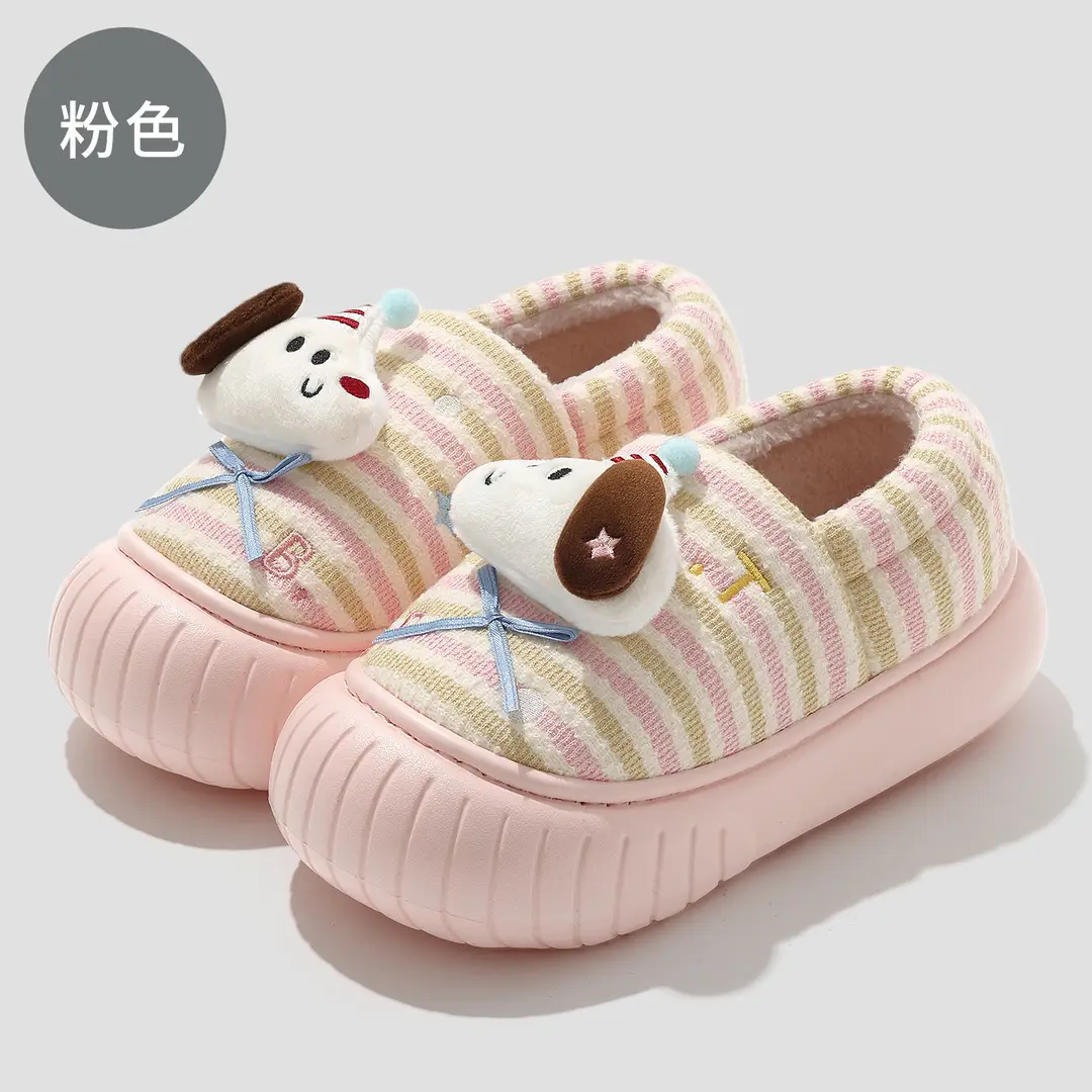 Parent-Child Cotton Slippers for Women, Winter Closed-Toe Cartoon New Style Home Indoor Non-Slip Children's Soft-Soled Cotton Slippers for Girls Wholesale - Image 5
