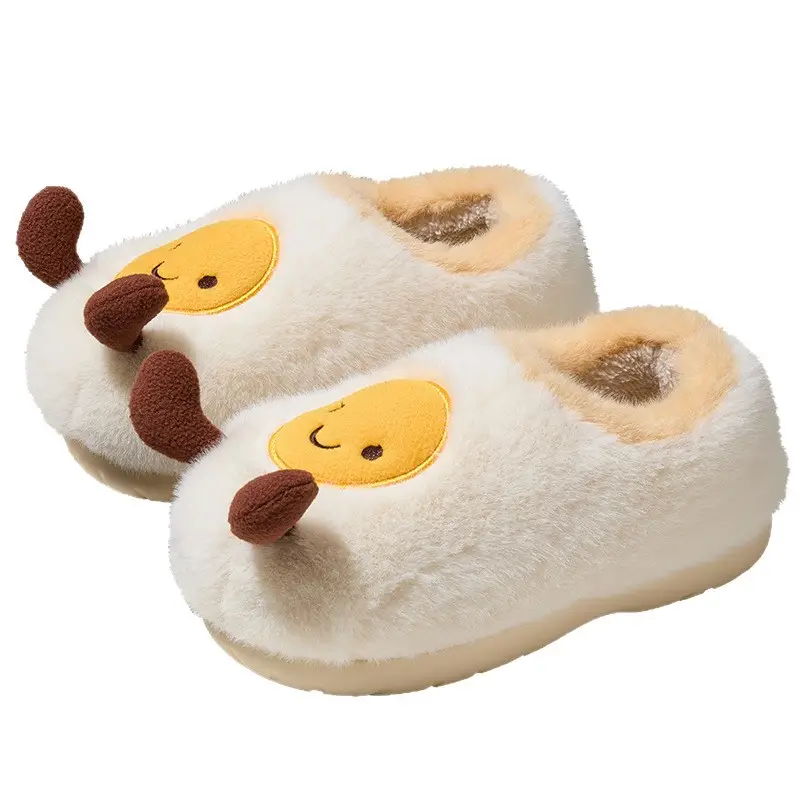 Qidan Shoe Factory Cute Omelette Cotton Slippers Women's Winter Home Indoor Velvet Warm Thick-Soled Anti-Slip Furry Slippers - Image 6