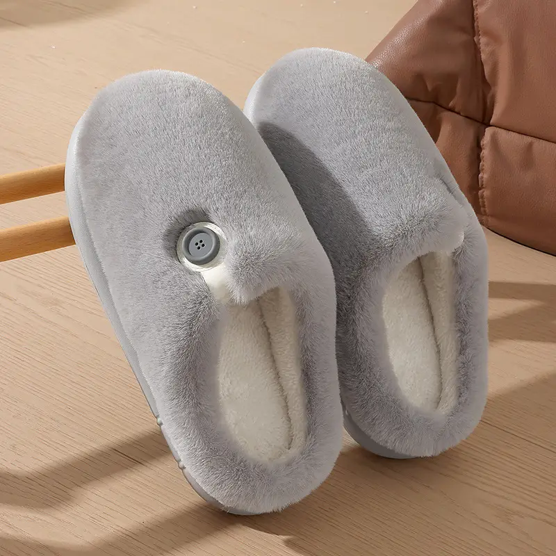 Men's Winter Fleece Lined Slippers Gray Warm - Image 8