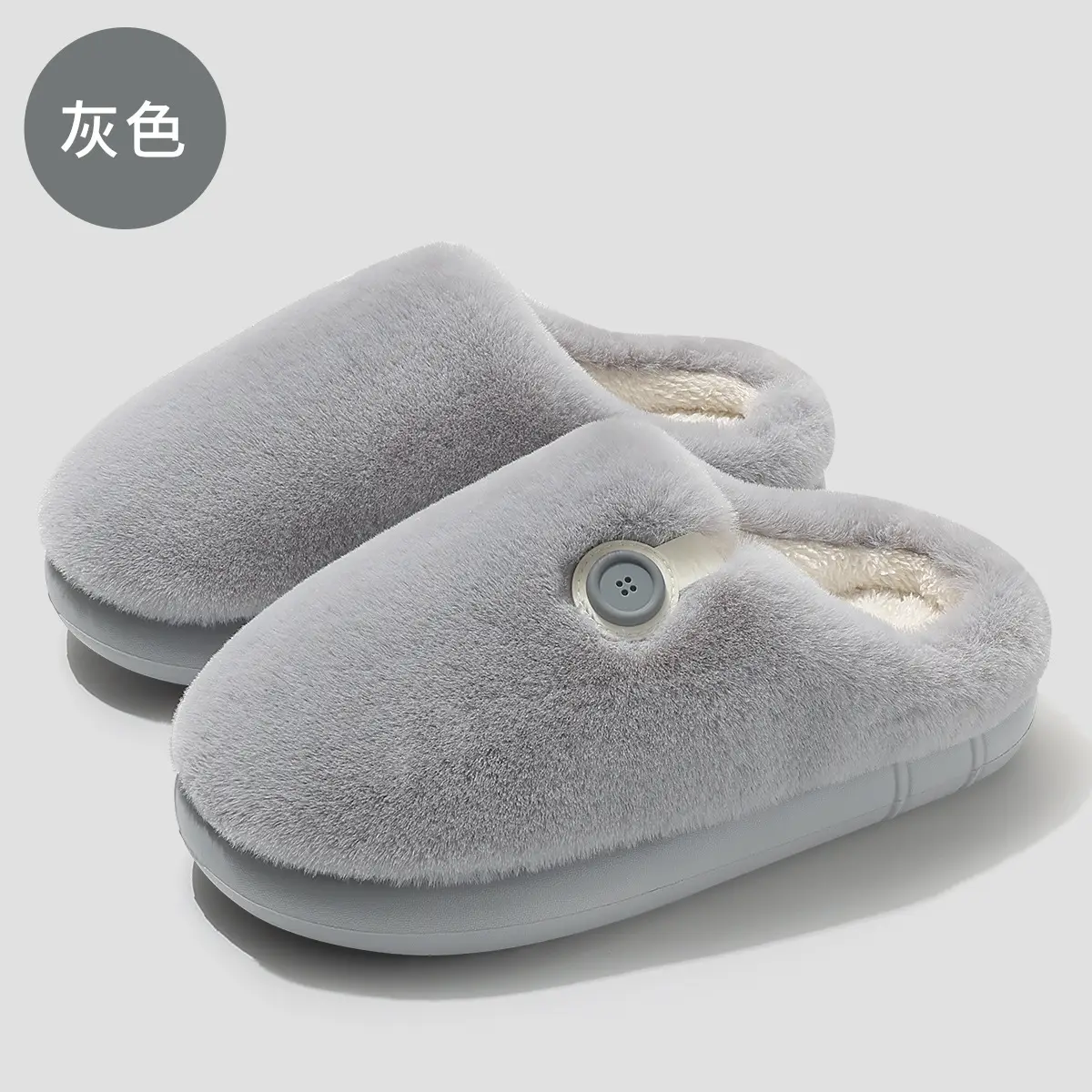 Men's Winter Fleece Lined Slippers Gray Warm - Image 4