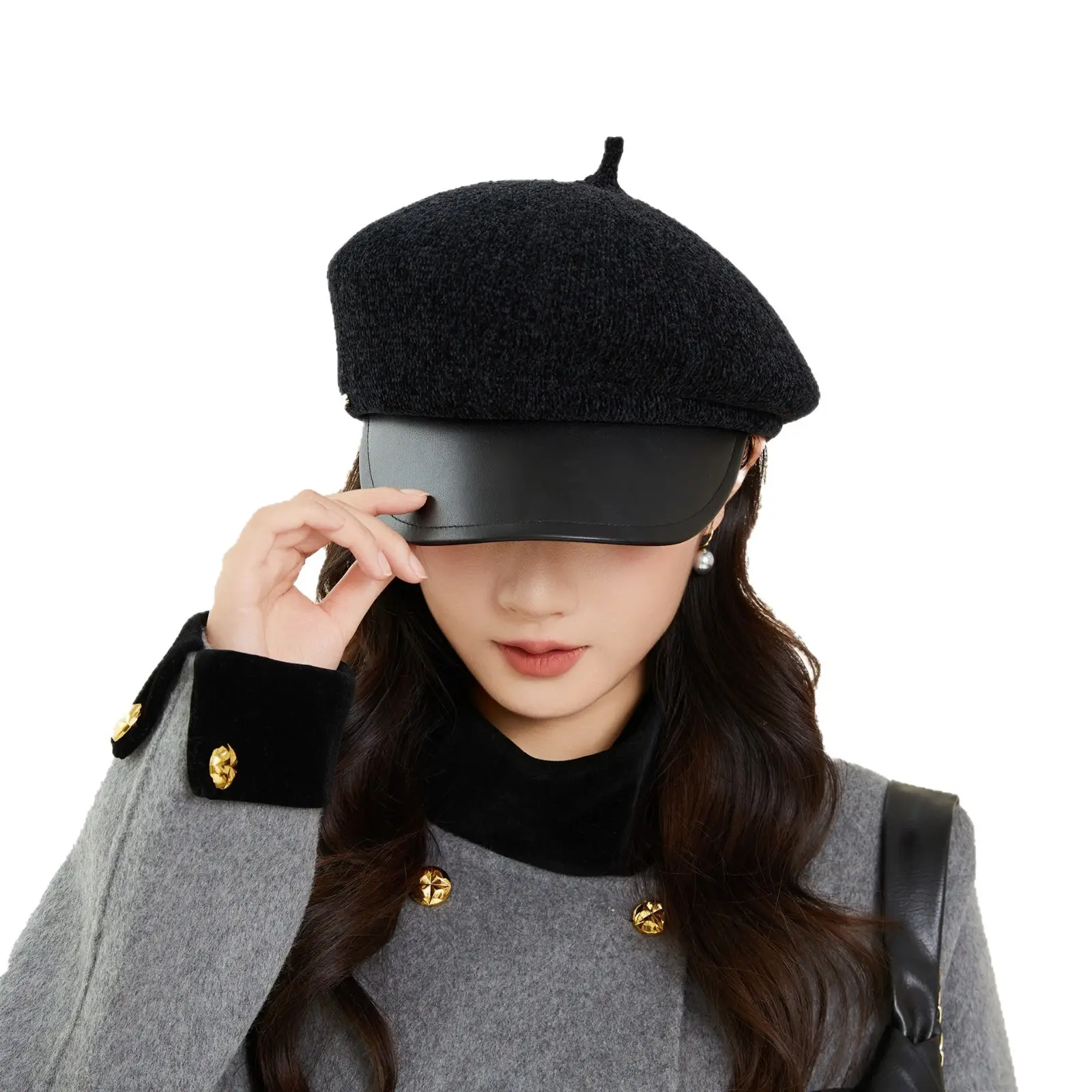 Korean Style Chenille Beret with Leather Bristle for Women - Image 10