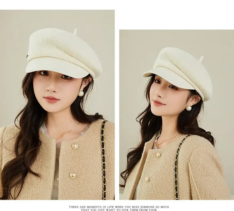 Korean Style Chenille Beret with Leather Bristle for Women — feature 13