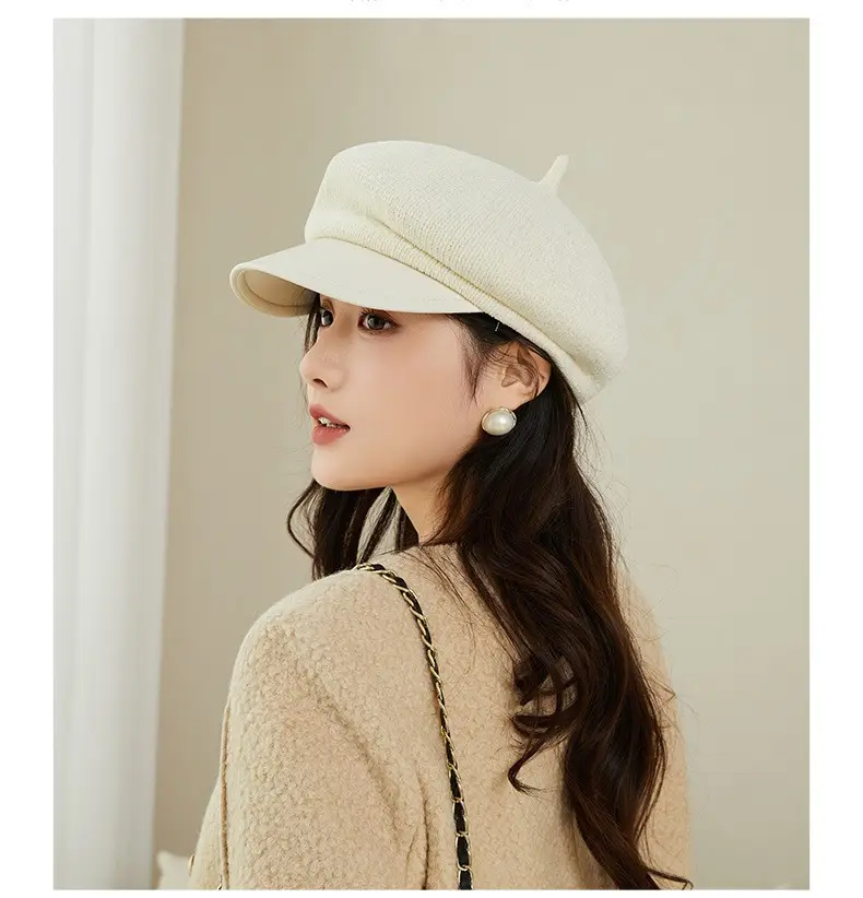 Korean Style Chenille Beret with Leather Bristle for Women — feature 14
