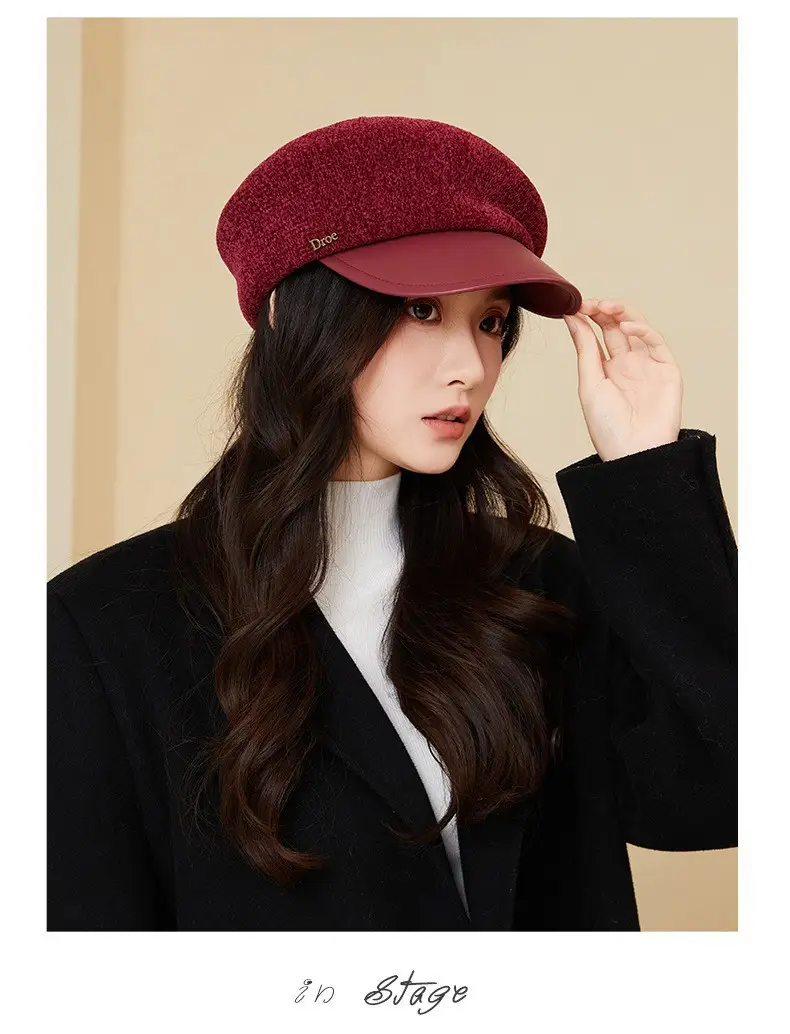 Korean Style Chenille Beret with Leather Bristle for Women — feature 17