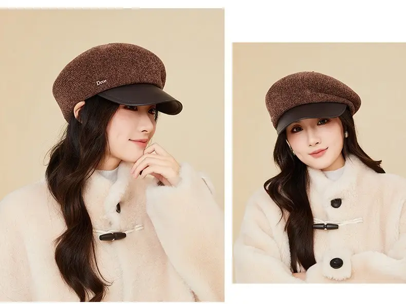 Korean Style Chenille Beret with Leather Bristle for Women — feature 18