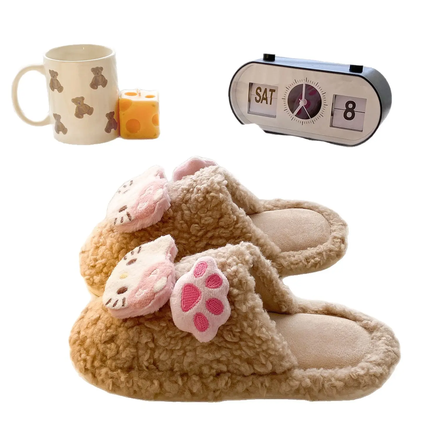 Cute Cat Paw Slippers for Women Warm Winter Comfort