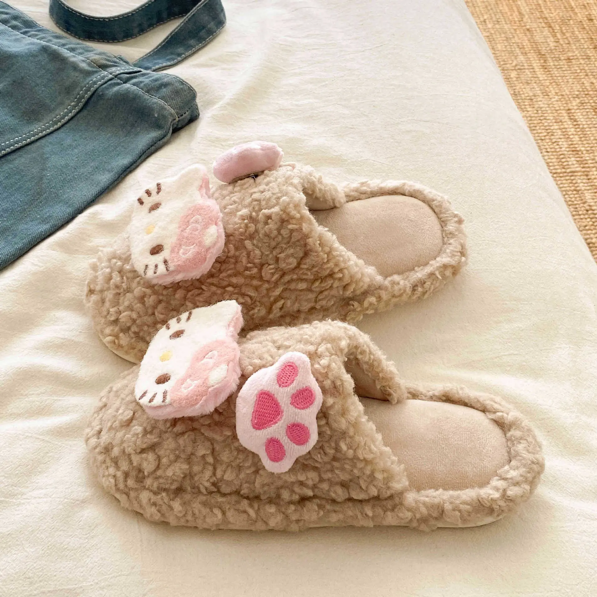 Cute Cat Paw Slippers for Women Warm Winter Comfort