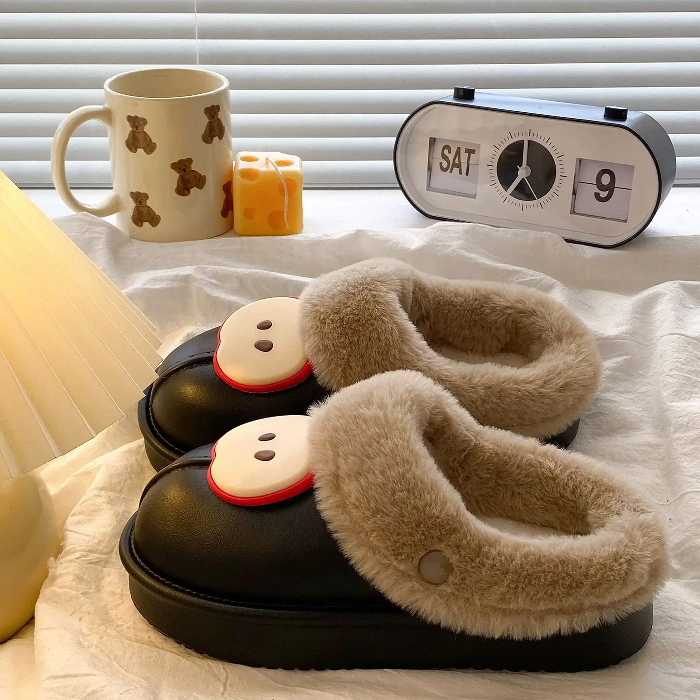 Warm Fleece Lined Women's Winter Slippers Black