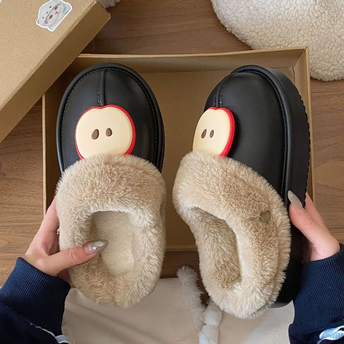 Warm Fleece Lined Women's Winter Slippers Black — feature 29