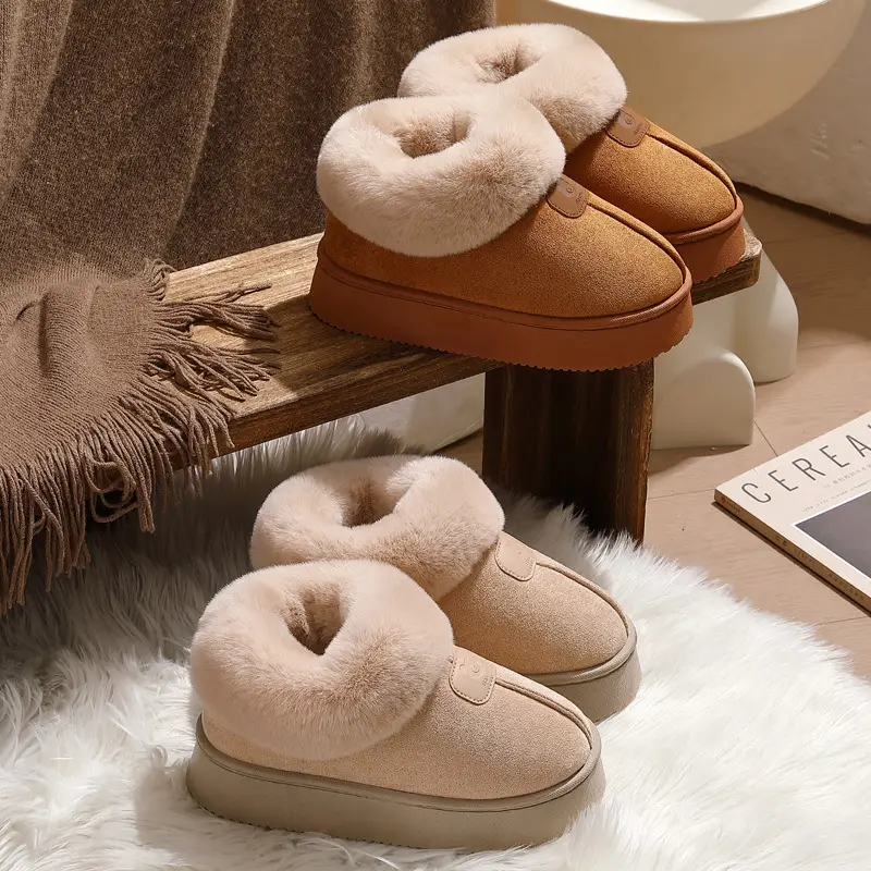 Women's Winter Suede Plush Warm Non-Slip Home Indoor Thick-Soled Cotton Slippers Wholesale - Image 6