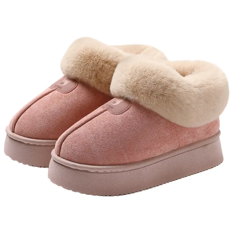 Women's Winter Suede Plush Warm Non-Slip Home Indoor Thick-Soled Cotton Slippers Wholesale - Image 8