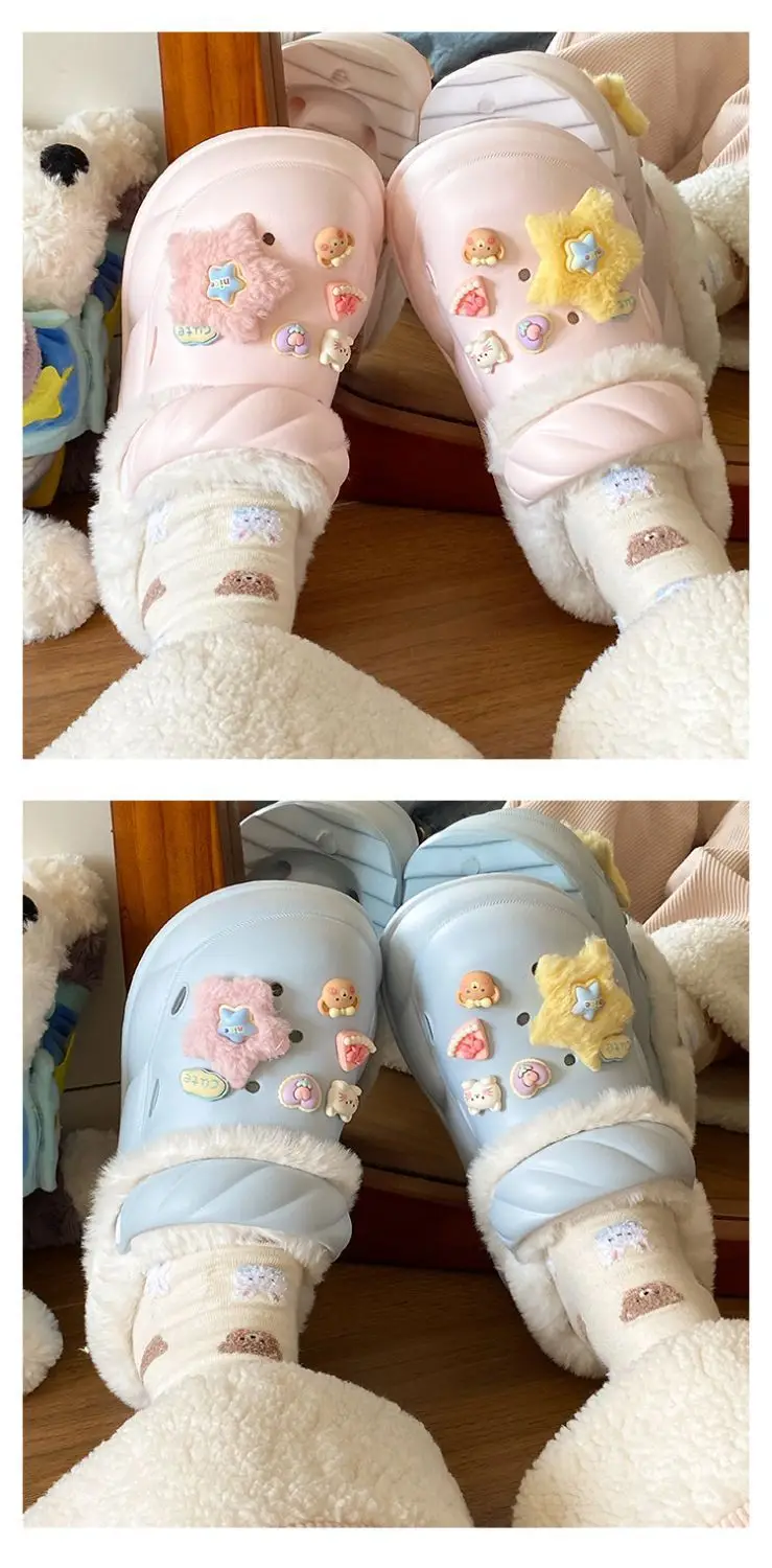 Sweet Detachable Clogs for Women Winter Warm Slippers — feature 17