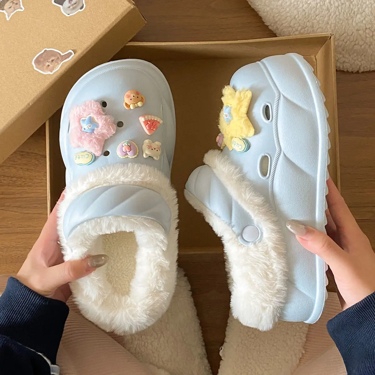 Sweet Detachable Clogs for Women Winter Warm Slippers — feature 30