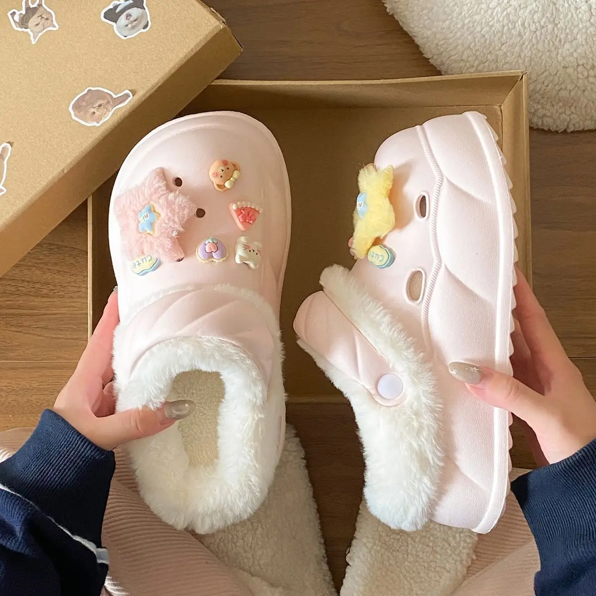 Sweet Detachable Clogs for Women Winter Warm Slippers — feature 31