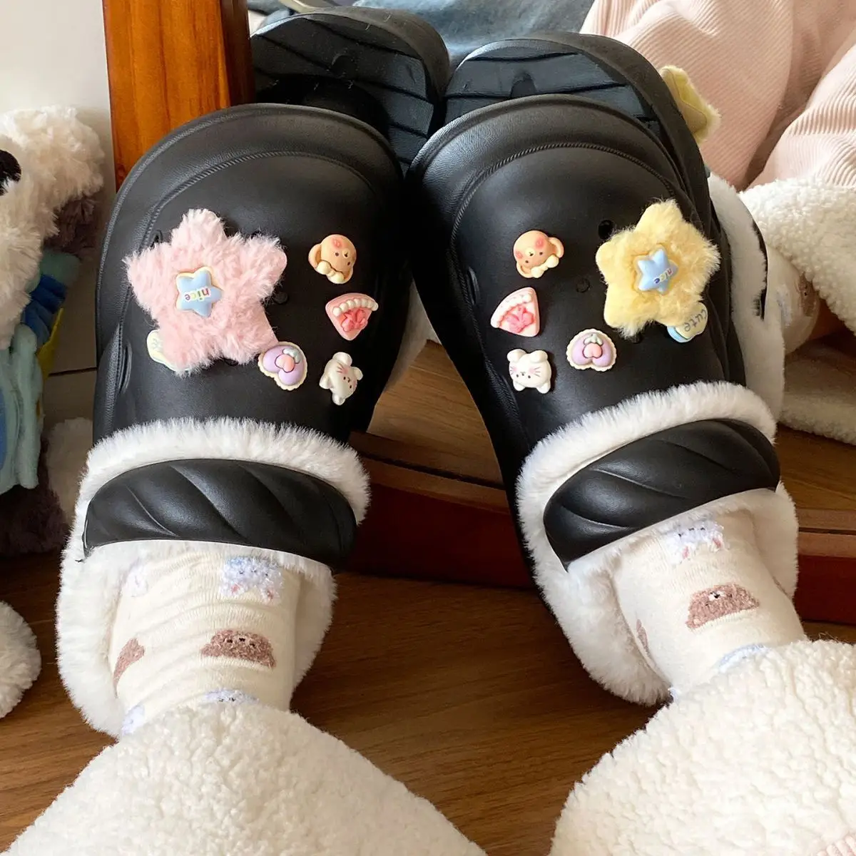 Sweet Detachable Clogs for Women Winter Warm Slippers — feature 32
