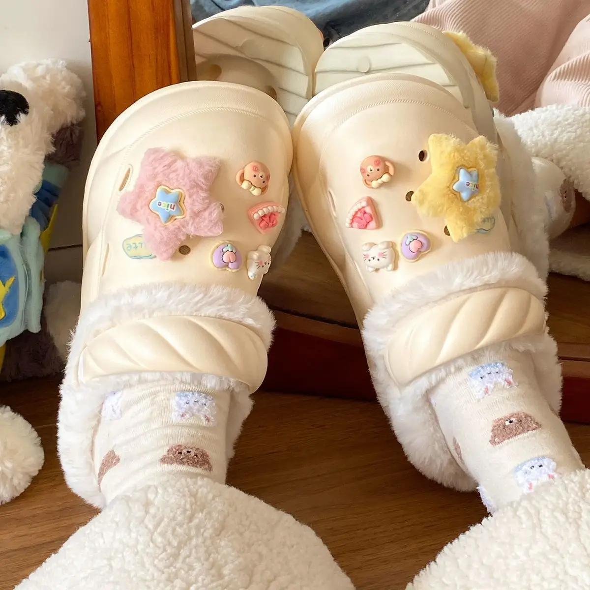 Sweet Detachable Clogs for Women Winter Warm Slippers — feature 33