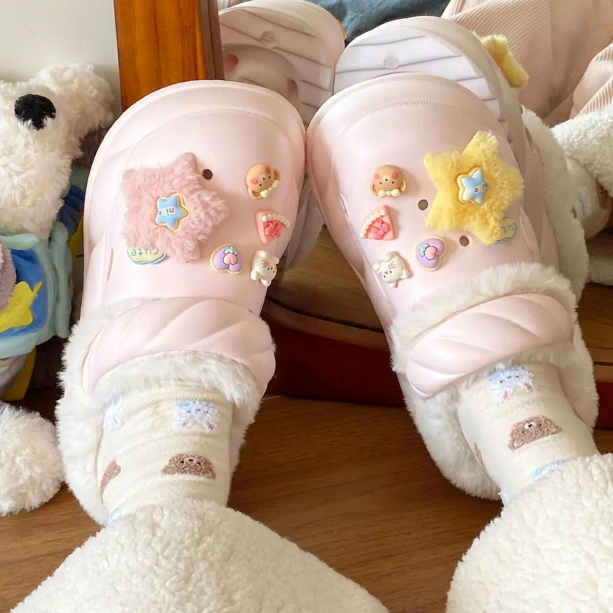 Sweet Detachable Clogs for Women Winter Warm Slippers — feature 34