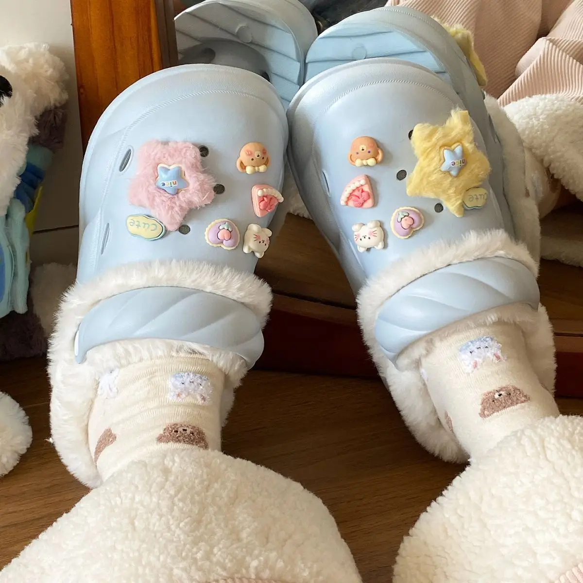 Sweet Detachable Clogs for Women Winter Warm Slippers — feature 35
