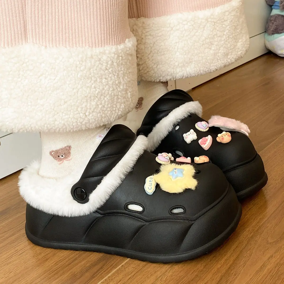 Sweet Detachable Clogs for Women Winter Warm Slippers — feature 36