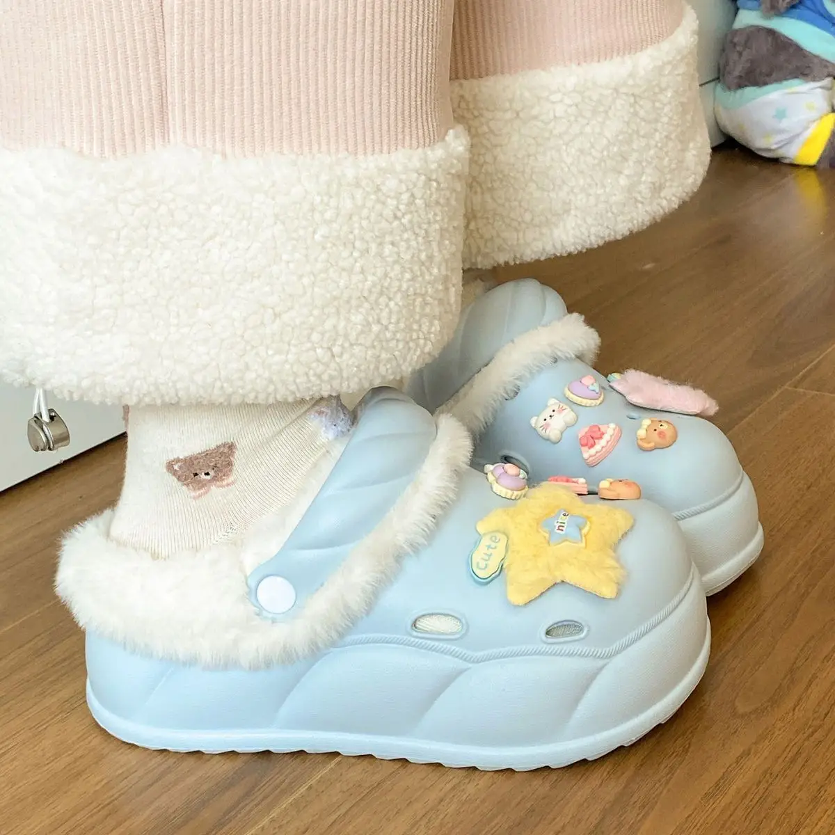 Sweet Detachable Clogs for Women Winter Warm Slippers — feature 38