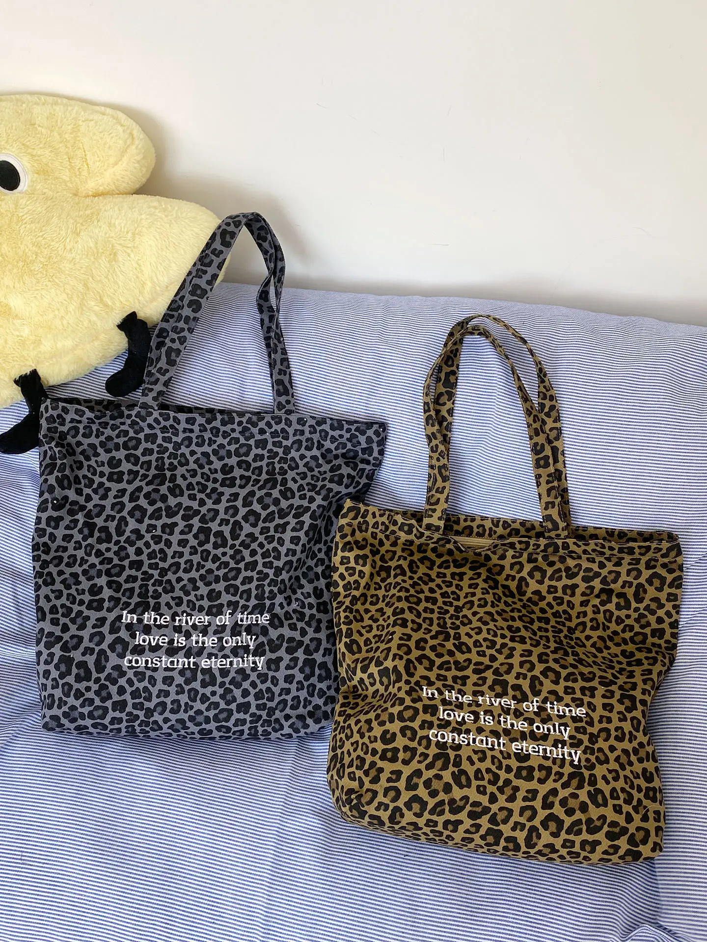 Leopard Print Large Cap Bag Korean Canvas Shoulder Tote — feature 5
