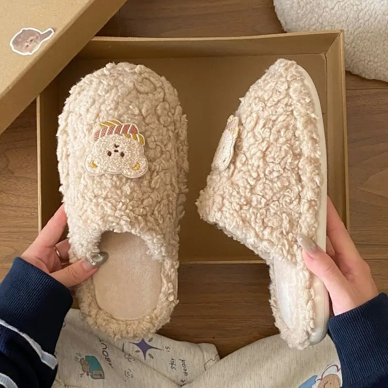 Cotton Cartoon Slippers for Women Winter Warm