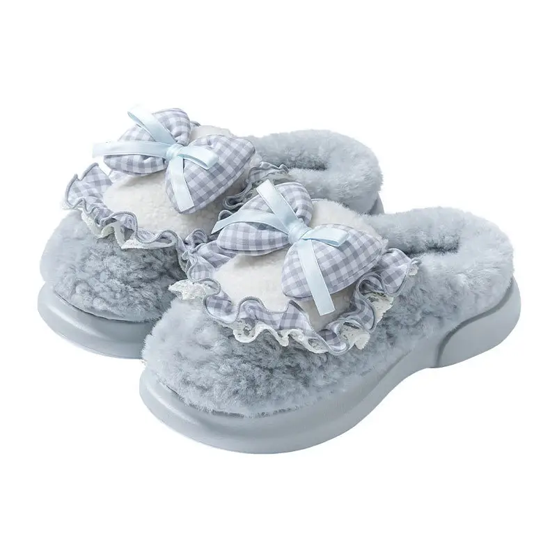 Women Cotton Slippers Warm Bow Winter Autumn 2025