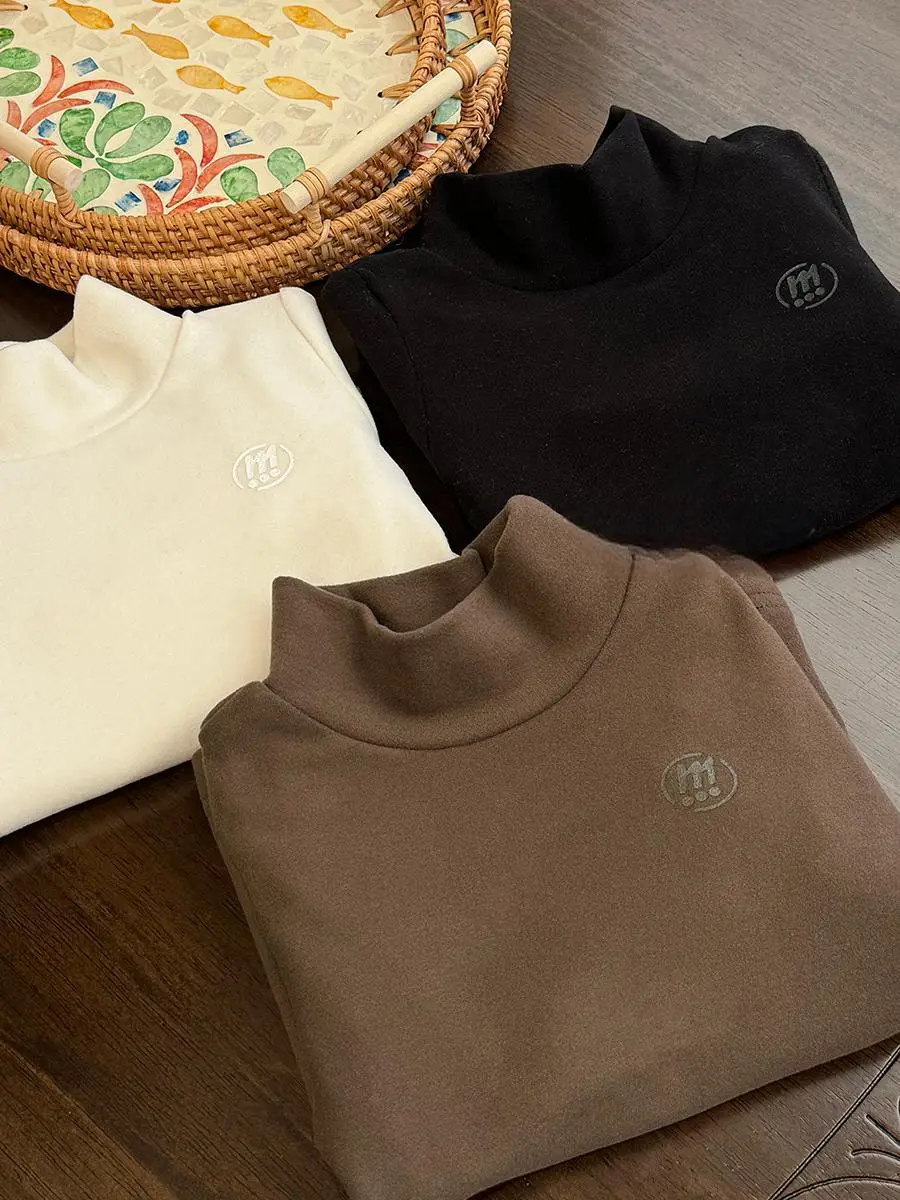 Children's Velvet T-Shirt Brown Long Sleeve - Image 5