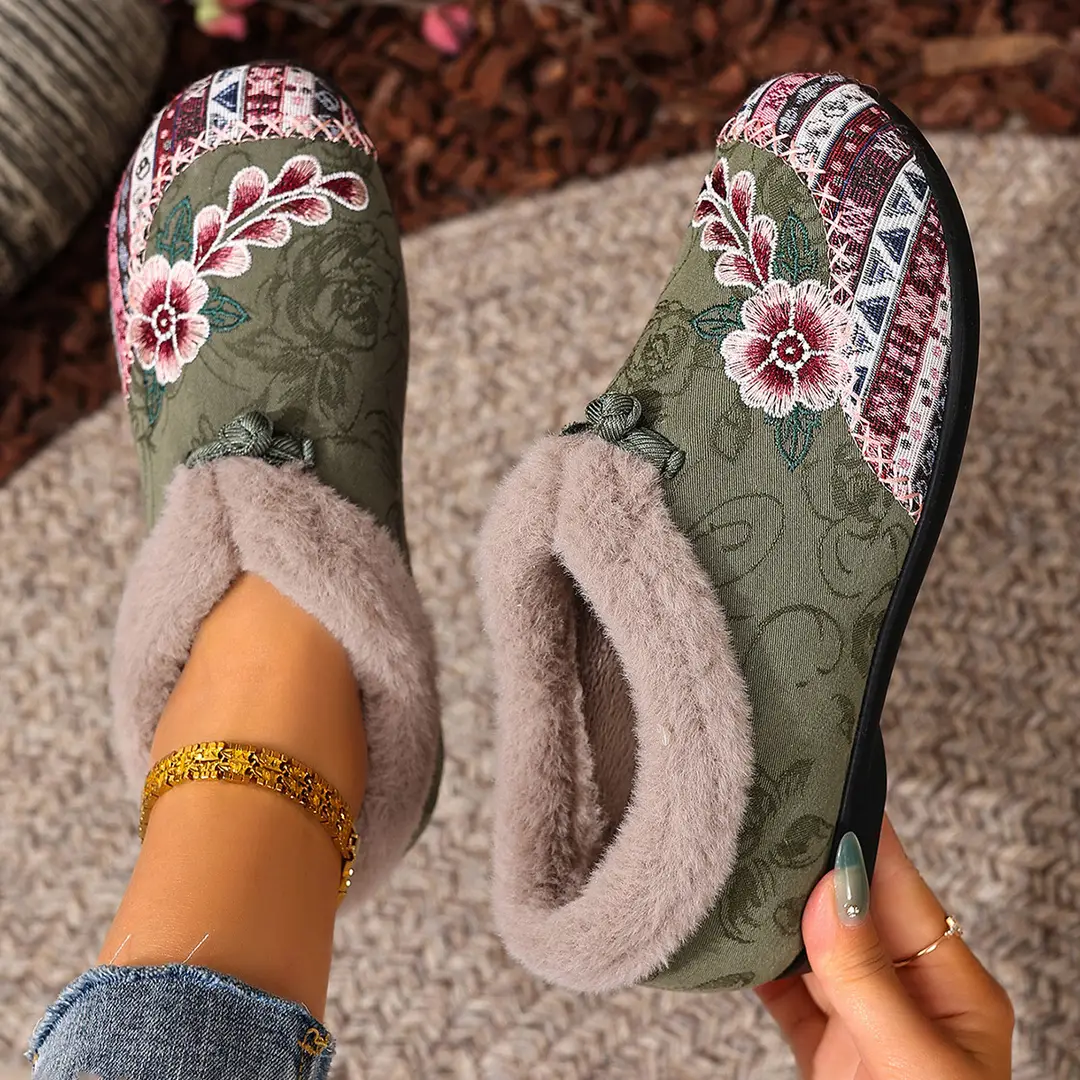 Winter Old Beijing Cloth Shoes for Women, Cotton Shoes with Plush Lining and Thickened for Middle-Aged and Elderly Mothers, Soft Sole, Non-Slip, Warm Women's Cotton Boots - Image 8