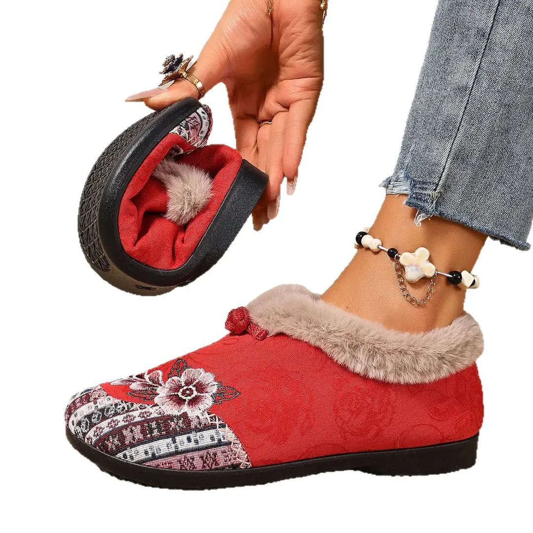 Winter Old Beijing Cloth Shoes for Women, Cotton Shoes with Plush Lining and Thickened for Middle-Aged and Elderly Mothers, Soft Sole, Non-Slip, Warm Women's Cotton Boots - Image 11