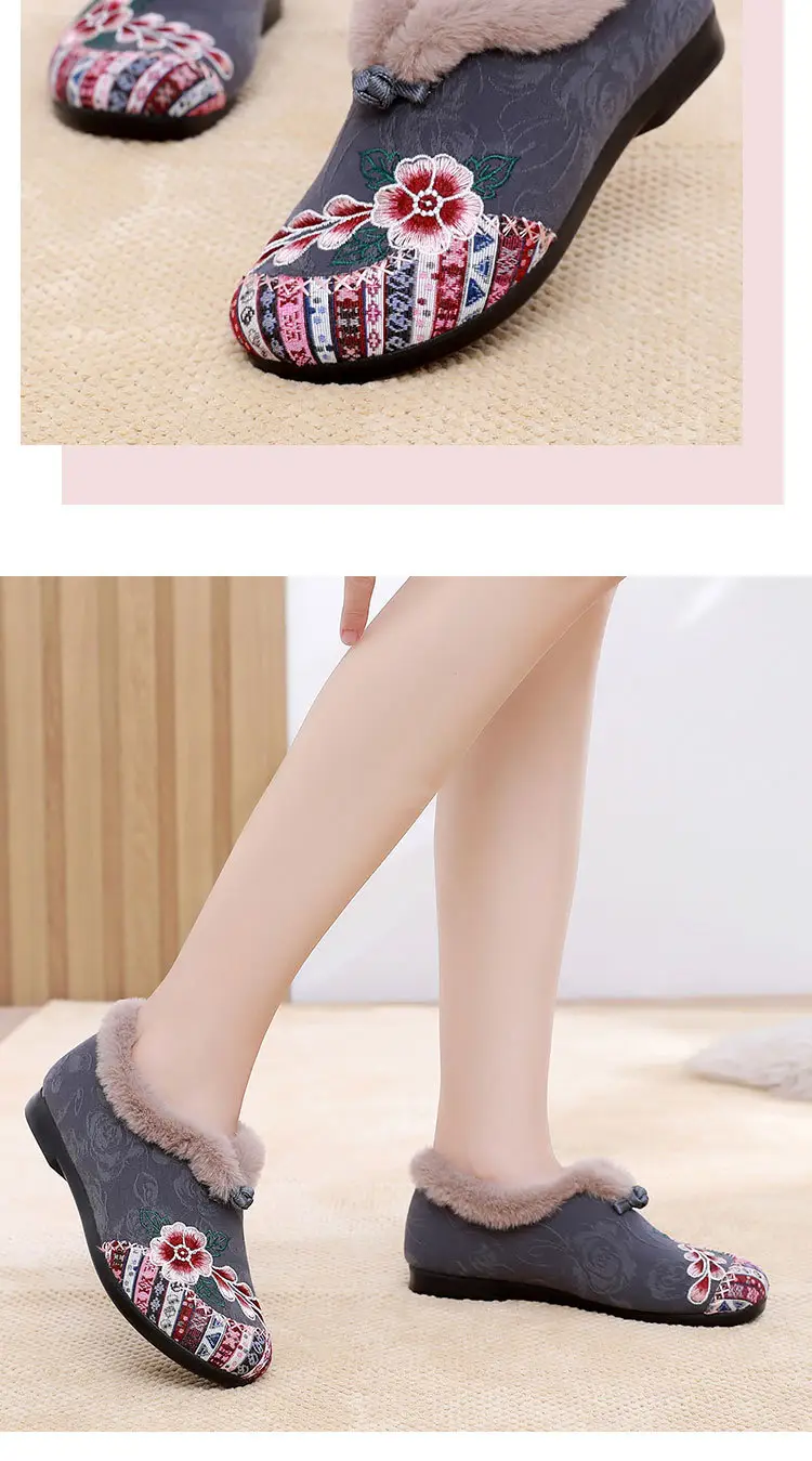 Winter Old Beijing Cloth Shoes for Women, Cotton Shoes with Plush Lining and Thickened for Middle-Aged and Elderly Mothers, Soft Sole, Non-Slip, Warm Women's Cotton Boots — feature 16