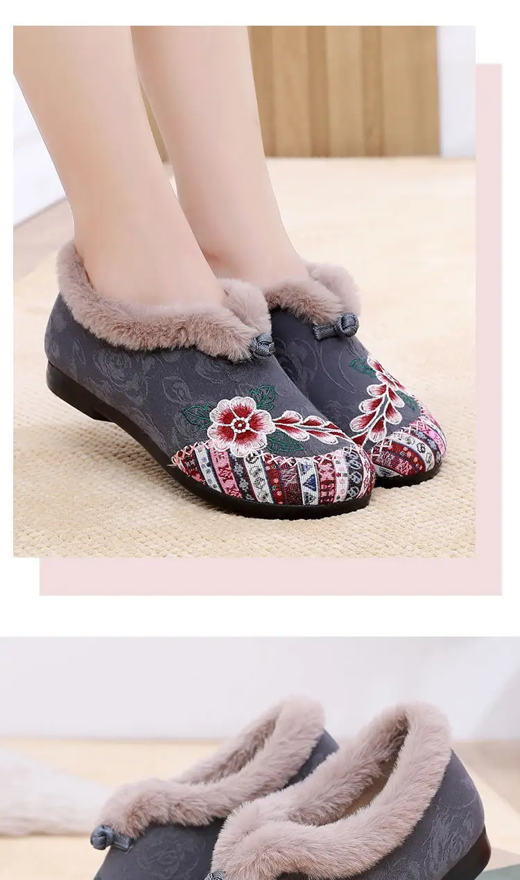 Winter Old Beijing Cloth Shoes for Women, Cotton Shoes with Plush Lining and Thickened for Middle-Aged and Elderly Mothers, Soft Sole, Non-Slip, Warm Women's Cotton Boots — feature 17