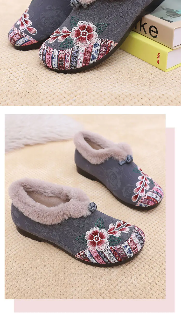 Winter Old Beijing Cloth Shoes for Women, Cotton Shoes with Plush Lining and Thickened for Middle-Aged and Elderly Mothers, Soft Sole, Non-Slip, Warm Women's Cotton Boots — feature 18