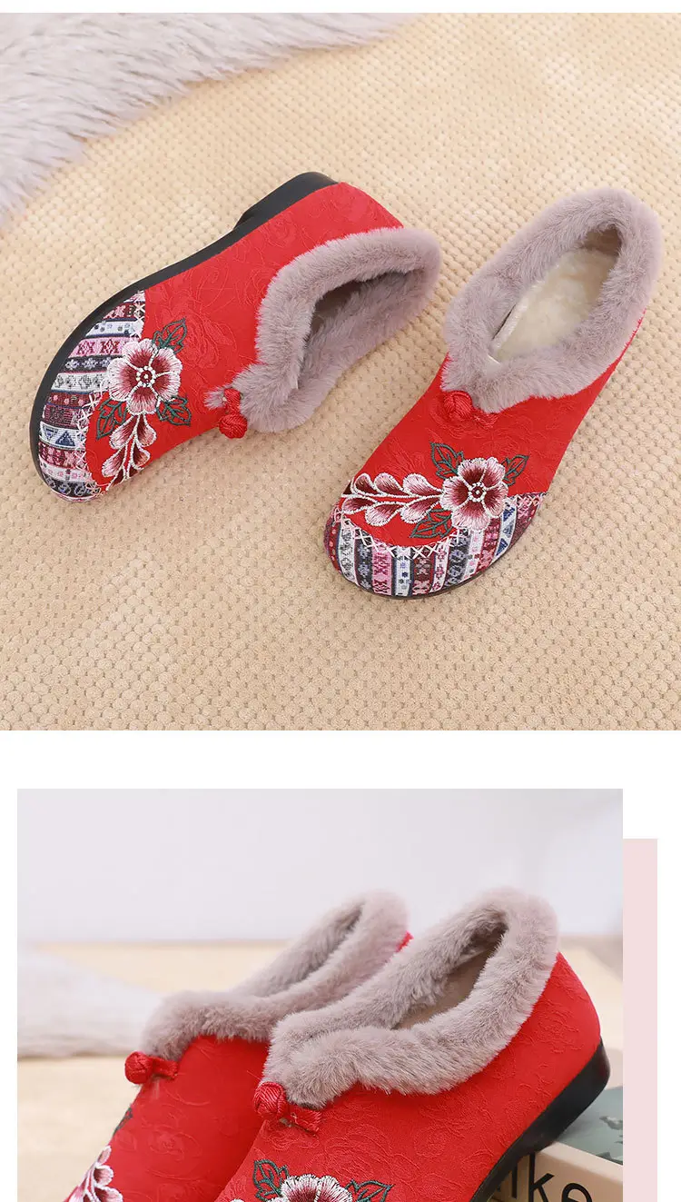 Winter Old Beijing Cloth Shoes for Women, Cotton Shoes with Plush Lining and Thickened for Middle-Aged and Elderly Mothers, Soft Sole, Non-Slip, Warm Women's Cotton Boots — feature 19
